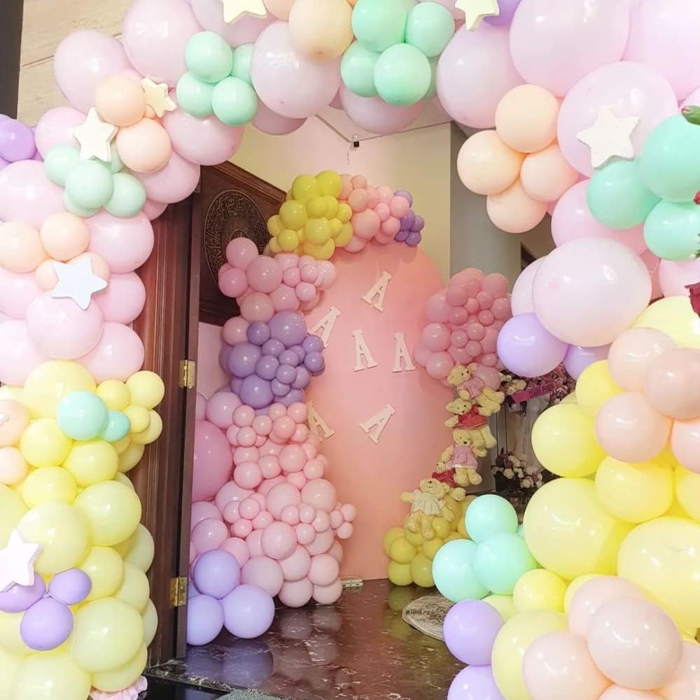BEISHIDA 100 pcs 5 Inch Multicolored Balloons Pastel Mini Balloons Assorted Color Balloons Mixed Color Macaron Latex Balloons Rainbow for Birthday Wedding Engagement Anniversary Arch Party Decoration