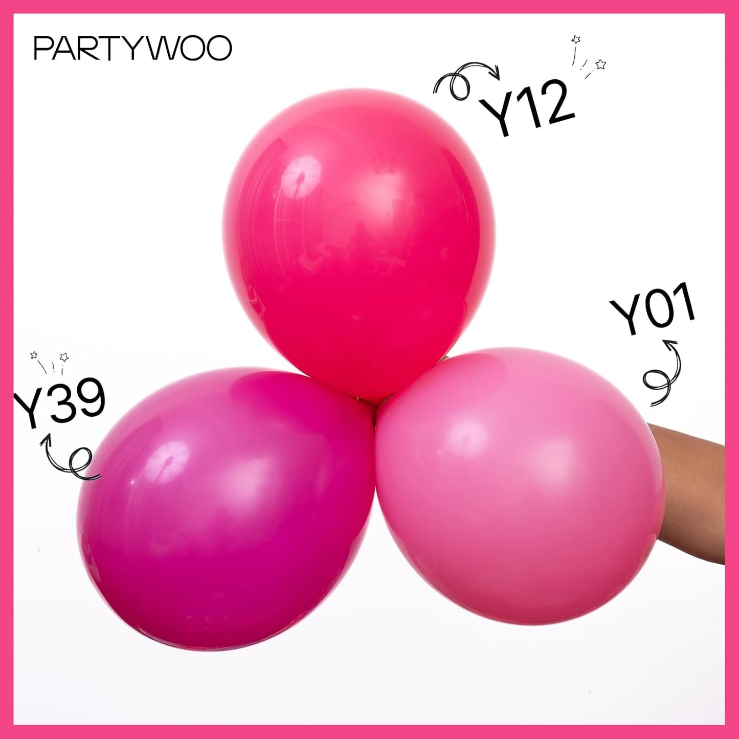 PartyWoo Hot Pink Balloons 50 pcs 5 Inch Small Mini Dark Pink Magenta Fuchsia Latex Balloons for Wedding Baby Shower Gender Reveal Valentine's Day Bachelorette Birthday Party Decorations Pink-Y12
