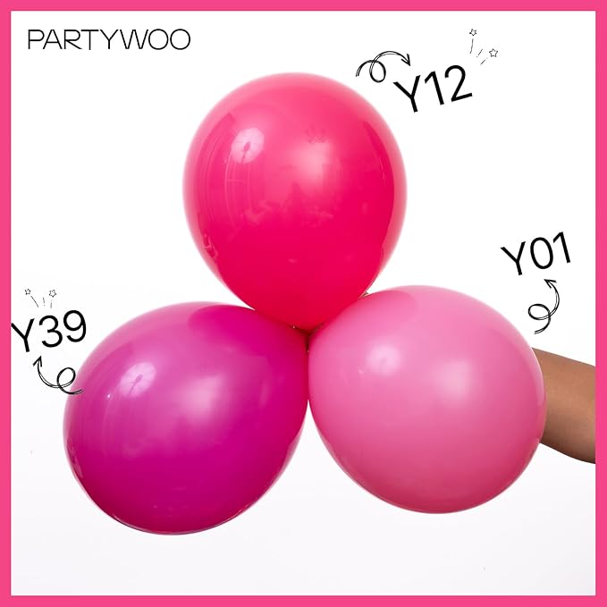 PartyWoo Hot Pink Balloons 140 pcs Different Sizes of 18 12 10 5 Inch Magenta Fuchsia Balloon Arch Kit Garland for Baby Shower Wedding Bridal Shower Anniversary Birthday Party Decorations Pink-Y12