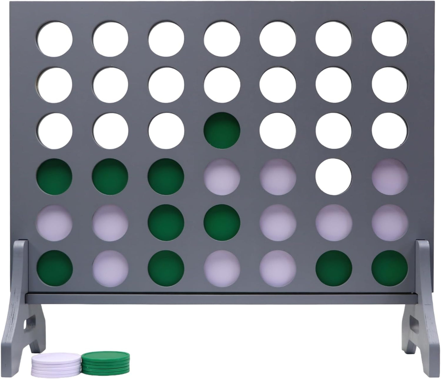 Tailgating Pros Premium Grey Giant Four in a Row with Carrying Case - Jumbo Oversized Outdoor Yard Game - Connect Multiple Pucks in a Row to Win - Many Puck Colors Available!