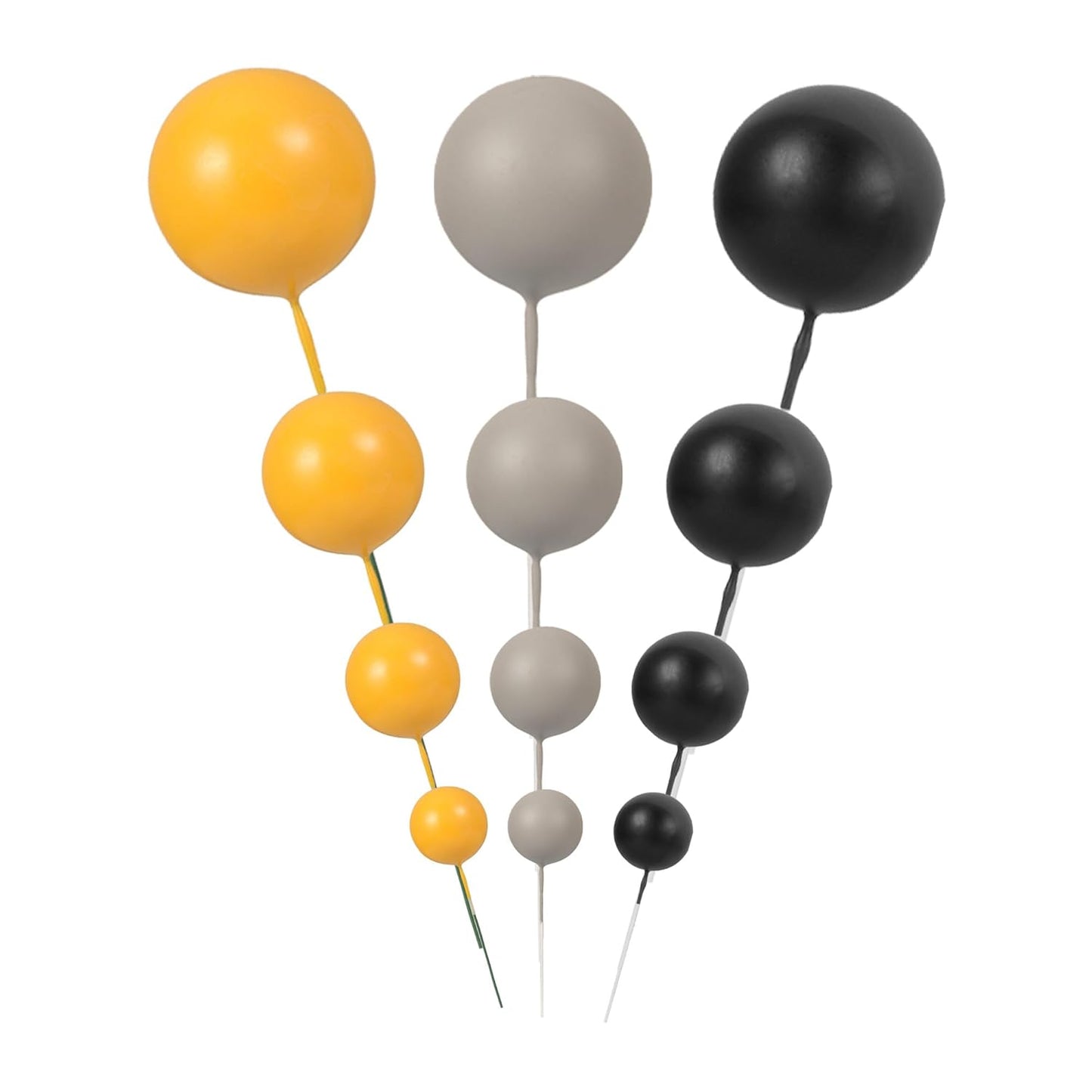 Gyufise 30Pcs Ball Cake Topper Mini Balloon Cupcake Toppers DIY Foam Ball Cake Insert Decoration for Wedding Anniversary Baby Shower Birthday Party Decorations Supplies Orange Dark Grey Black