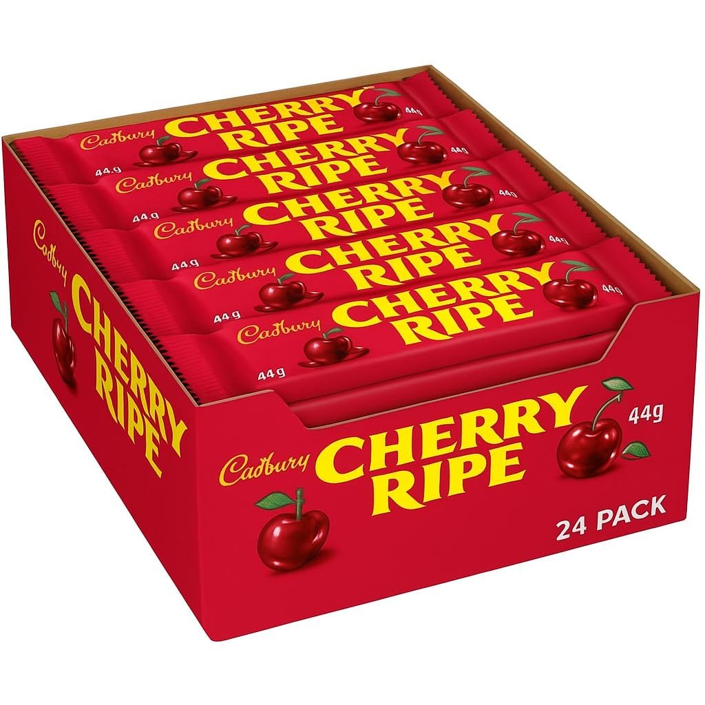 Cadbury Cherry Ripe 44g Bars 24 Count Box Australian Chocolate Treat