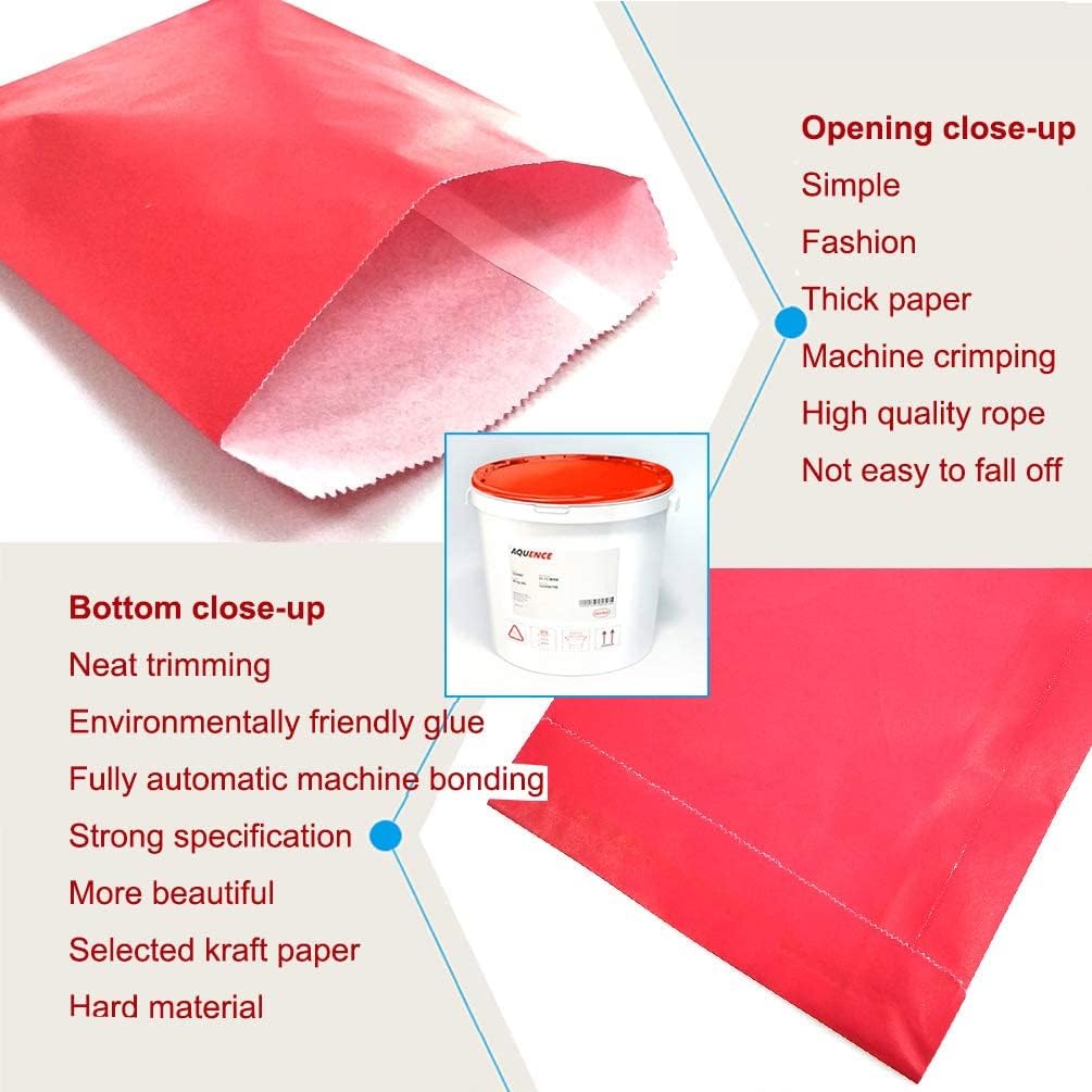 AZOWA Red Paper Treat Bags 6 x 3 Red Paper Candy Bags for Candy Buffet (100 CT, 6 x 3 IN)