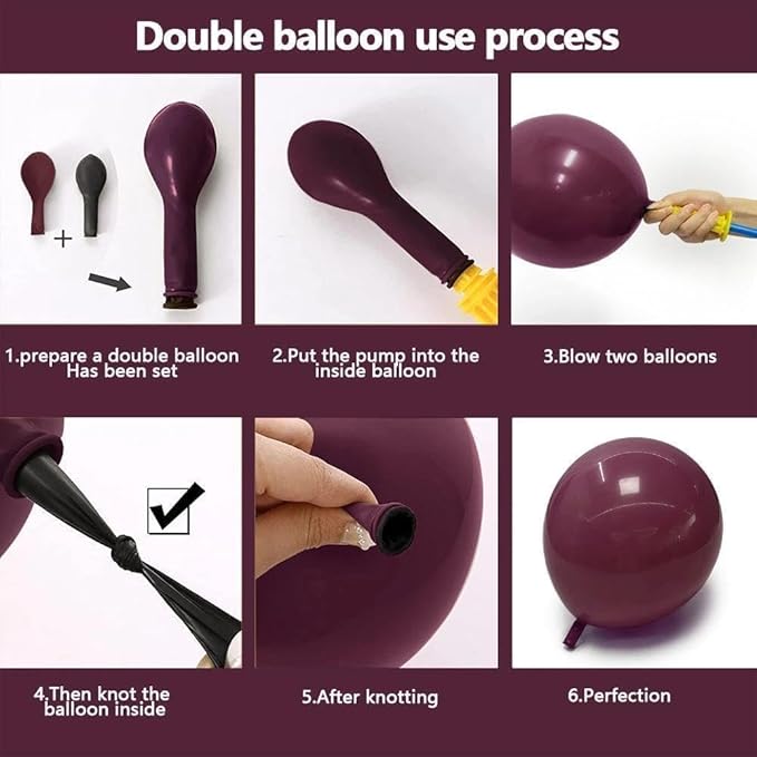 Dark Purple White Balloon Arch Kit, Double Stuffed Plum Mauve Burgundy Pearl White Sand Gold Balloon Garland with Clear Bobo Latex for Birthday Baby Shower Wedding Graduation Mothers Day Party Decor