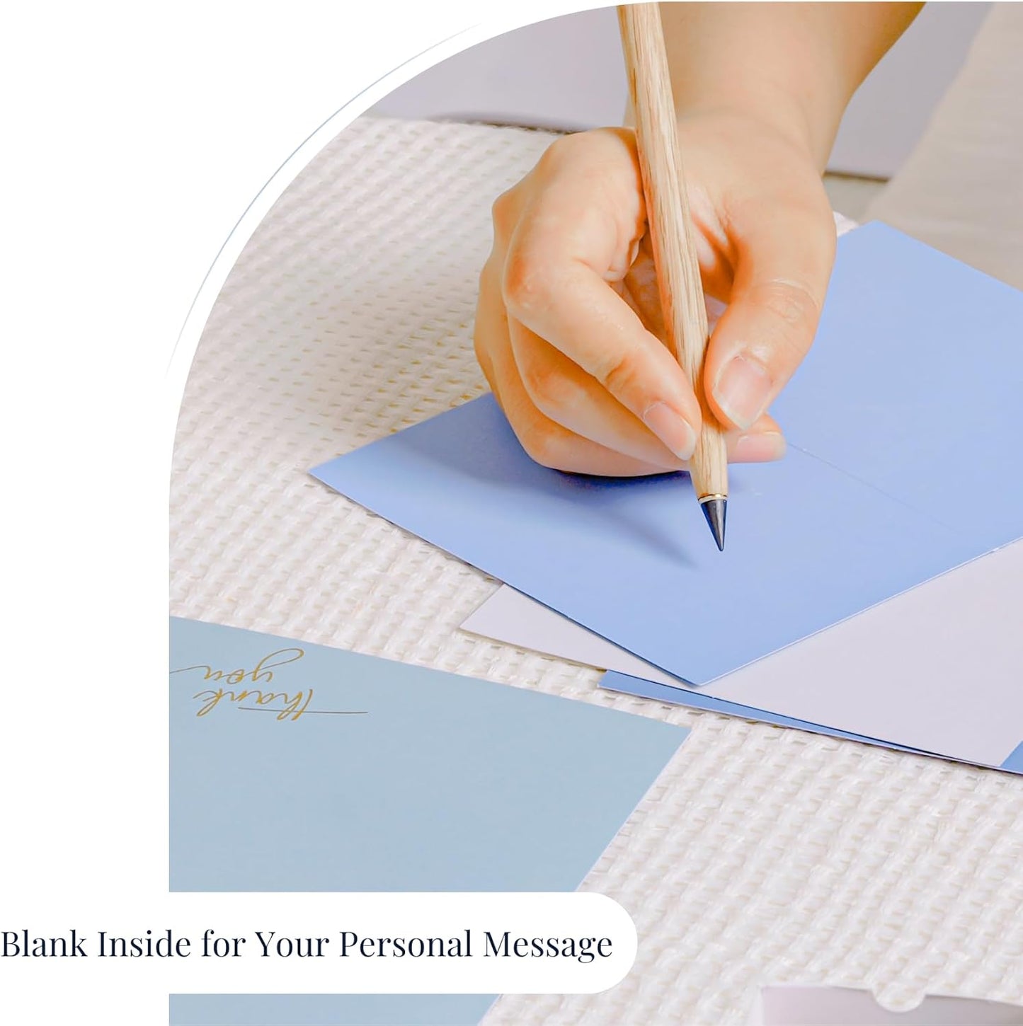 Gold Foil Thank You Cards - Bulk Pack of 40, 5x3.5 Inch with Matching Stickers & Envelopes (Blue) Textured Surface for a Unique Feel - Suitable for Baby Shower, Wedding, Small Business, Graduation