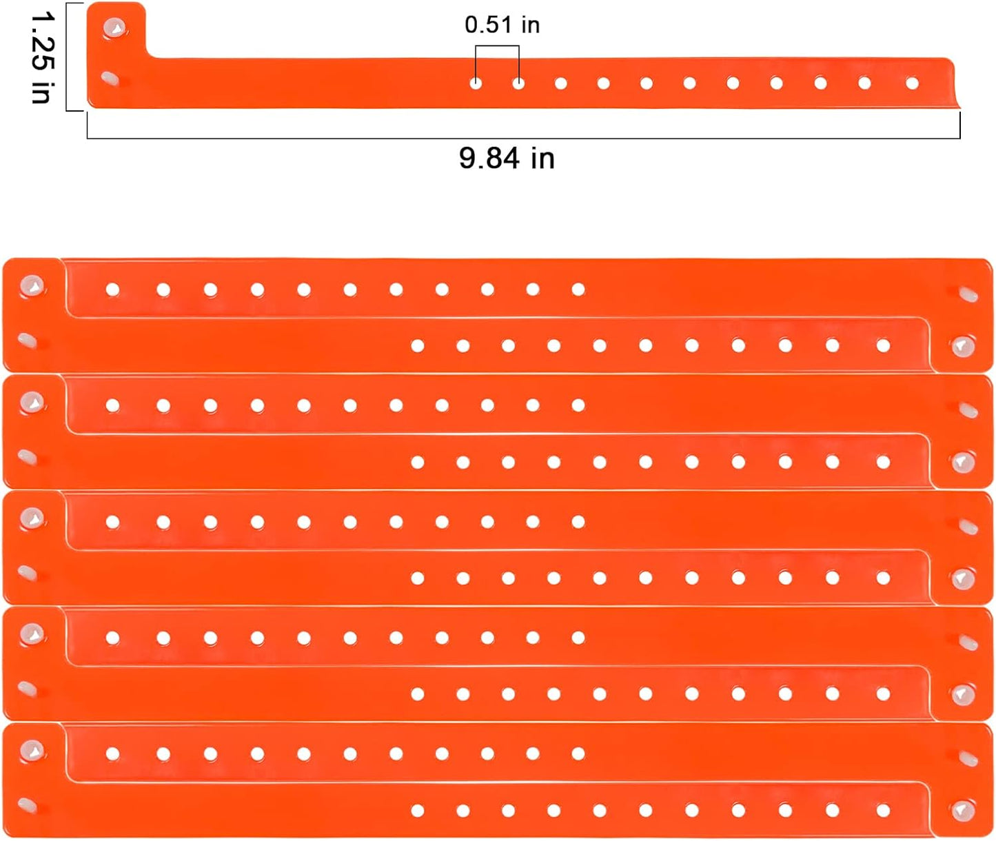 Orange Plastic Wristbands-500 Pack Colored Identification Wristbands for Events, Waterproof Lightweight Security Vinyl Wristbands for Party Concert Club Festival Entrance Admission