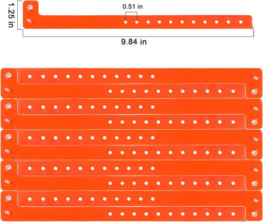 Orange Plastic Wristbands-500 Pack Colored Identification Wristbands for Events, Waterproof Lightweight Security Vinyl Wristbands for Party Concert Club Festival Entrance Admission