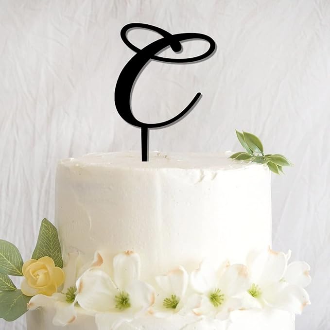 Personalized Wedding Cake Toppers Last Name Letters C Cake Toppers Funny Monogram Black Acrylic Birthday Cake Toppers Mr Mrs Party Birthday Bride Shower Anniversary Decor Cake Supplies