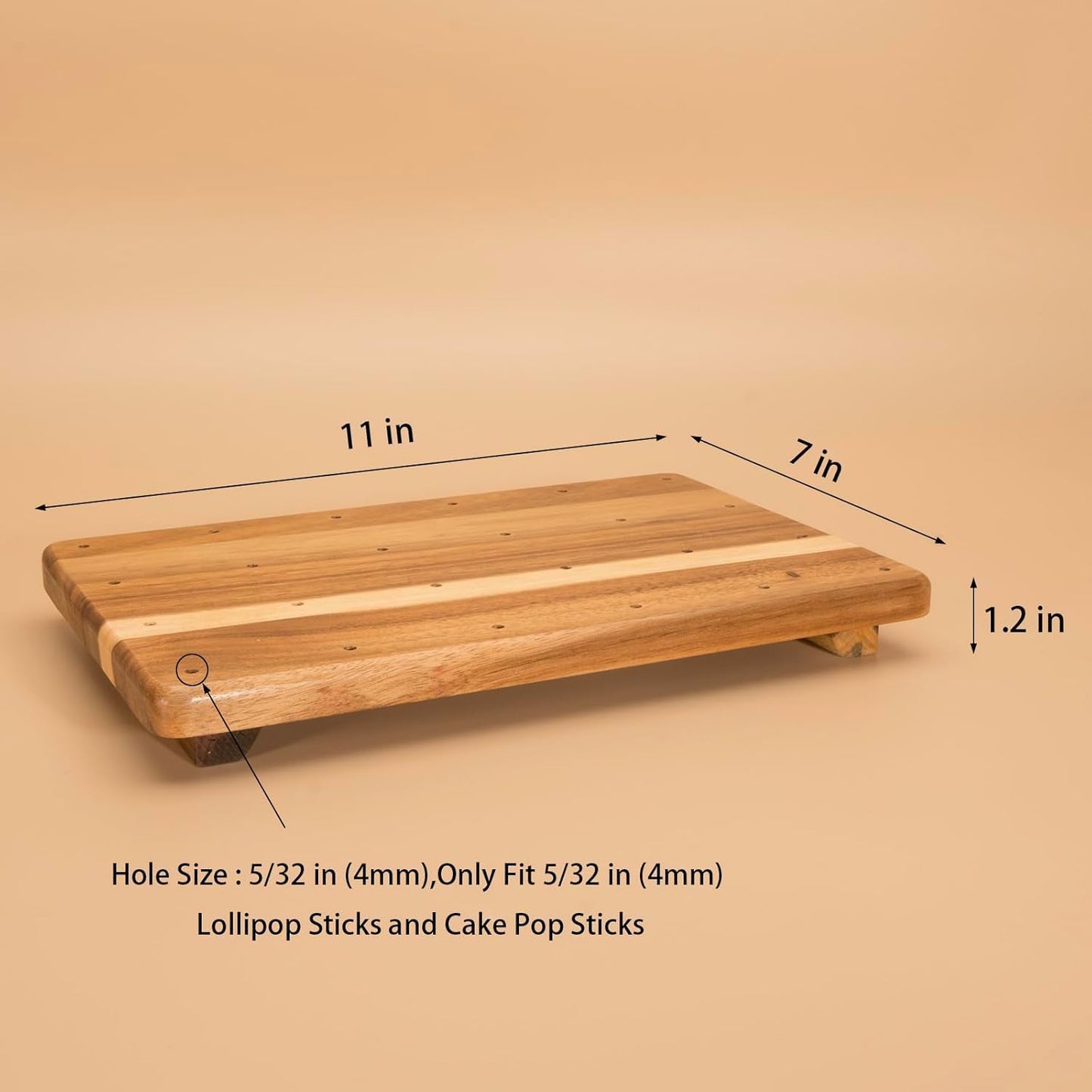 Wood Cake Pop Stand Display Riser 24 Holes Acacia Wood Lollipop Display Stand Holder for Weddings Baby Showers Birthday Party Anniversaries Holiday - Fit 5/32" (4mm) Lollipop Sticks (Brown)