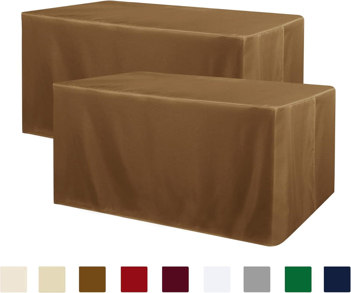 Obstal 2 Pack 6ft Tablecloths for Rectangle Tables - Water Resistant Washable Fabric Polyester Rectangle Table Cover Protector for Wedding, Banquet and Trade Shows, 72L x 30W x 30H Inches, Coffee