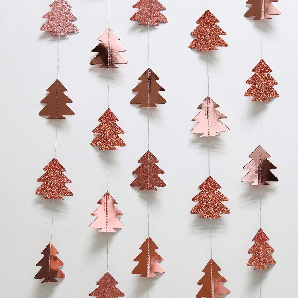 Sparkly Paper Christmas Tree Garland Kit for Home Party Decoration (Rose Gold)