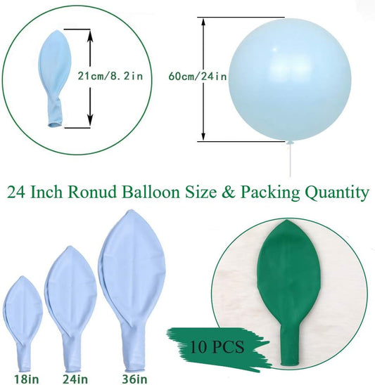 IN-JOOYAA 10Pcs 24 Inch Balloons Green Giant Round Balloons Large Balloon For Wedding Baby Shower Birthday Party Decorations