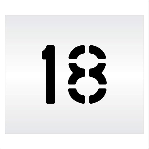 Pavement, Curb, and WheelStop Stencils - 6 inch Double Number Stencil - (18) - 6" x 6" x 1/8" (128 mil) - Pro-Grade