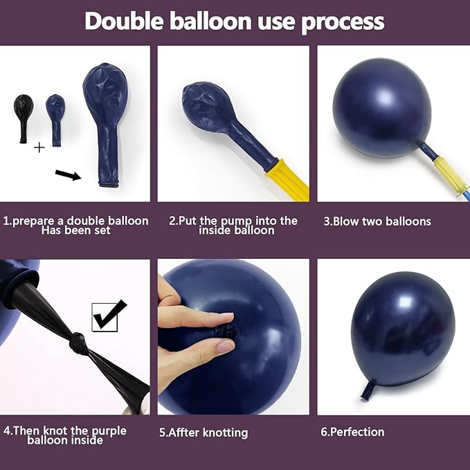 Navy Blue Balloons Double Stuffed Dark Royal Blue Balloon Garland Different Sizes 18/12/5in Pearl Balloon Arch Kit for Graduation Wedding Birthday Baby Shower Valentine Father's Day Party Decorations