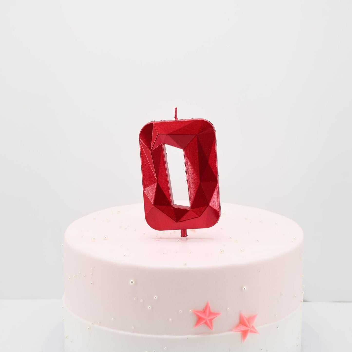 DERVENTA Large Birthday Candle Number 3D Red 3.7 inch Party Celebration Anniversary Decoration Cake Topper 1 Piece (Number 0 Red)