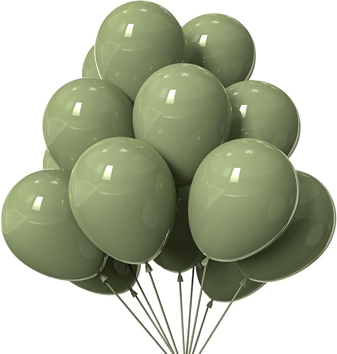 KBZVNAF Sage Green Latex Party Balloons - 50 Pack 12 inch Helium Matte Olive Green Balloons for Birthday Wedding Baby Shower Jungle Safari Theme Party Decorations