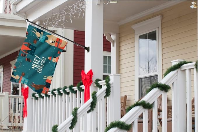 AGAS Christmas Flags,3x5ft Christmas Door Banner Yard Decor Flag Winter Banner Garden Flag Vivid Color and Fade Resistant 200 Denier Nylon Flag with Brass Grommets for Christmas Decoration (Merry Christmas)