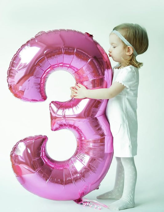 Numbers Balloon 3, 40 Inch Large Pink Balloon for Three Year Old Birthday Decor, 3 13 30 31 Birthday Party Decorations for Wedding Supplies