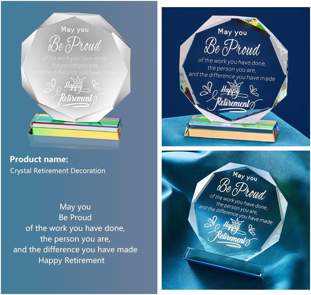 2025 Retirement Gifts for Women Men Crystal Plaque, Going Away Gifts for Coworker Best Congratulations Retired Gifts Boss Leaving Presents for Teacher Friend
