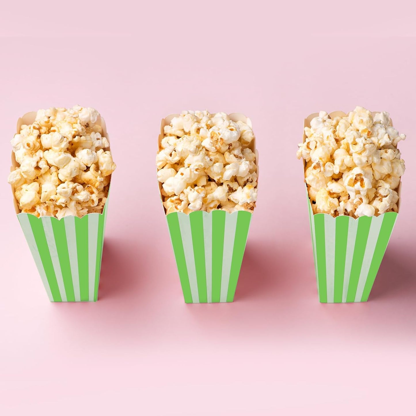 50 Pcs Popcorn Boxes Mini Paper Popcorn Box Cardboard Popcorn Container for Party Disposable Snack Candy Popcorn Bags Popcorn Holder for Movie Nights Birthday Wedding (Light green,White)
