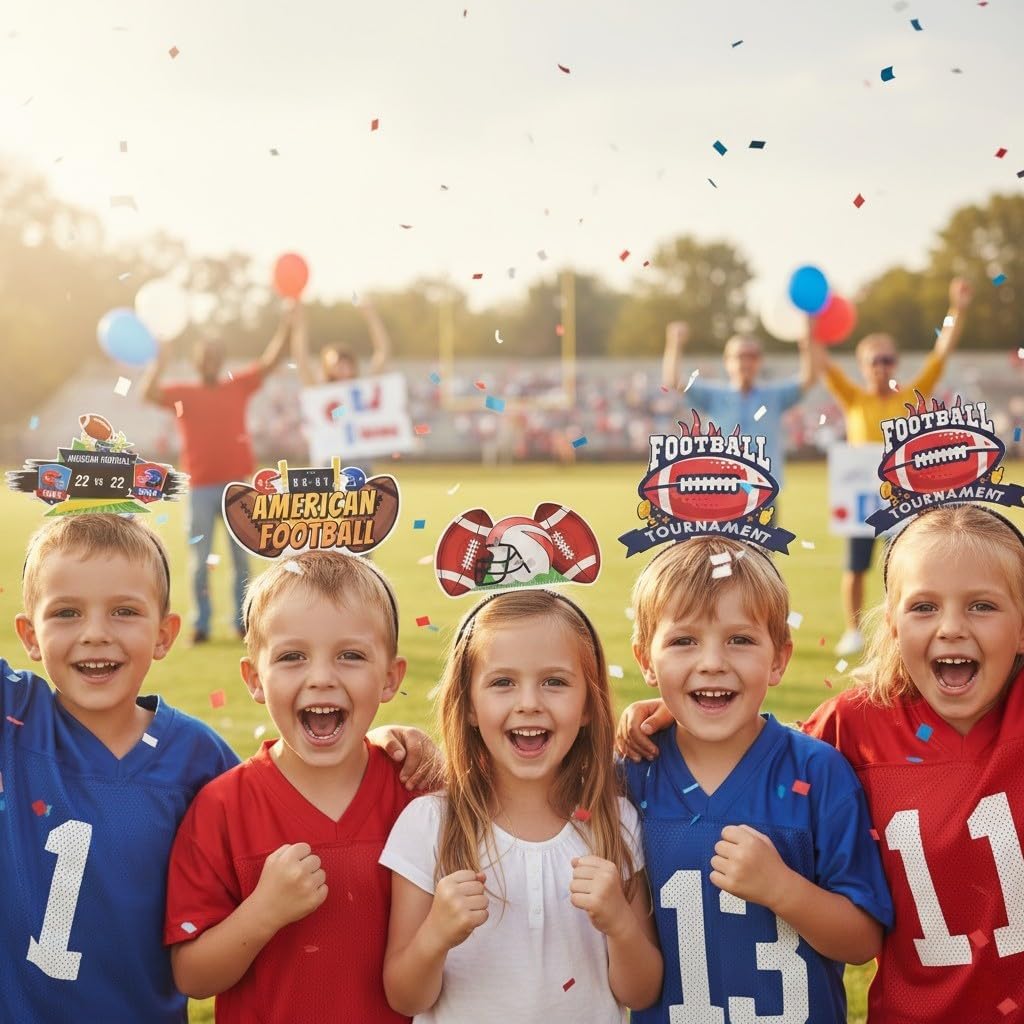 6pcs American Football Headband for Football Party Football Touch Down Photo Booth Props Headband for Super Bowl Football Tournament Decoration Football Game Day Party Supplies