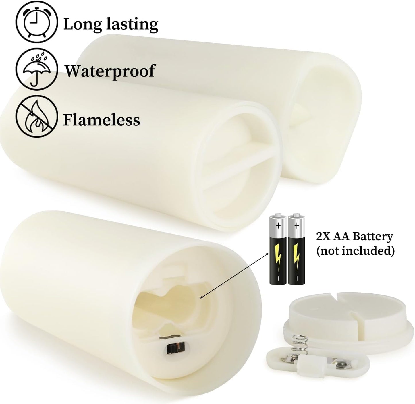 Set of 24 Waterproof Outdoor Flameless Candles, LED Candles with 4 Remote and Timer,(H 4" 5" 6" x D 2.2"),for Halloween Wedding Festiv