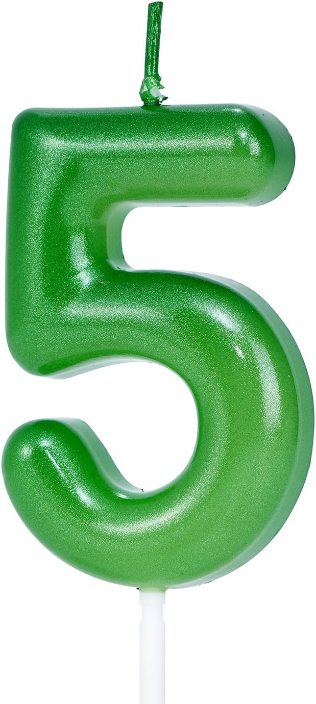 Green Number 5 Birthday Candles, Cake Toppers for Birthday/Baby Shower/Anniversary/Wedding Party Celebrating/Decorating. (Green Number 5)