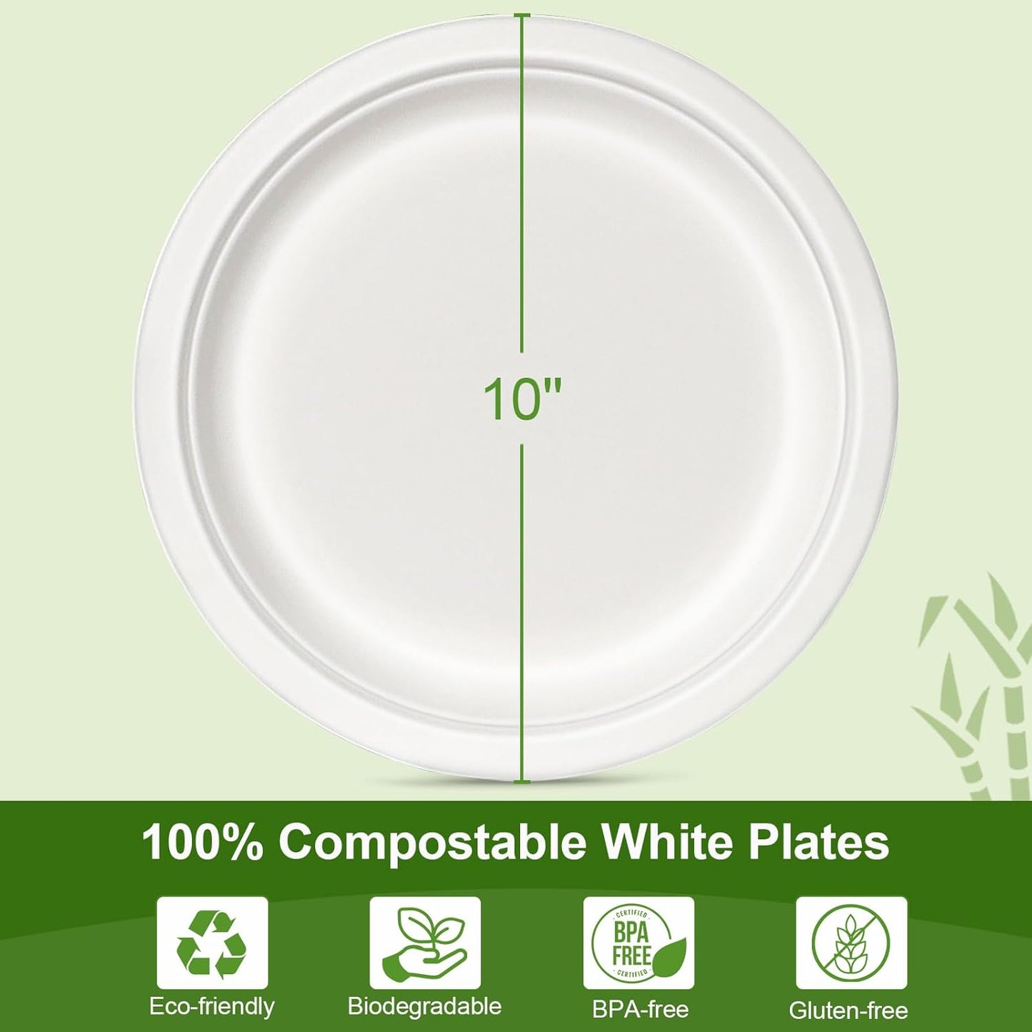 Heavy Duty Paper Plates 10 Inch [60 Pack - White ] Eco Friendly Compostable Dinner Plates, Biodegradable Disposable Paper Plates For Party Picnic Home Office, Sturdy Soak-proof