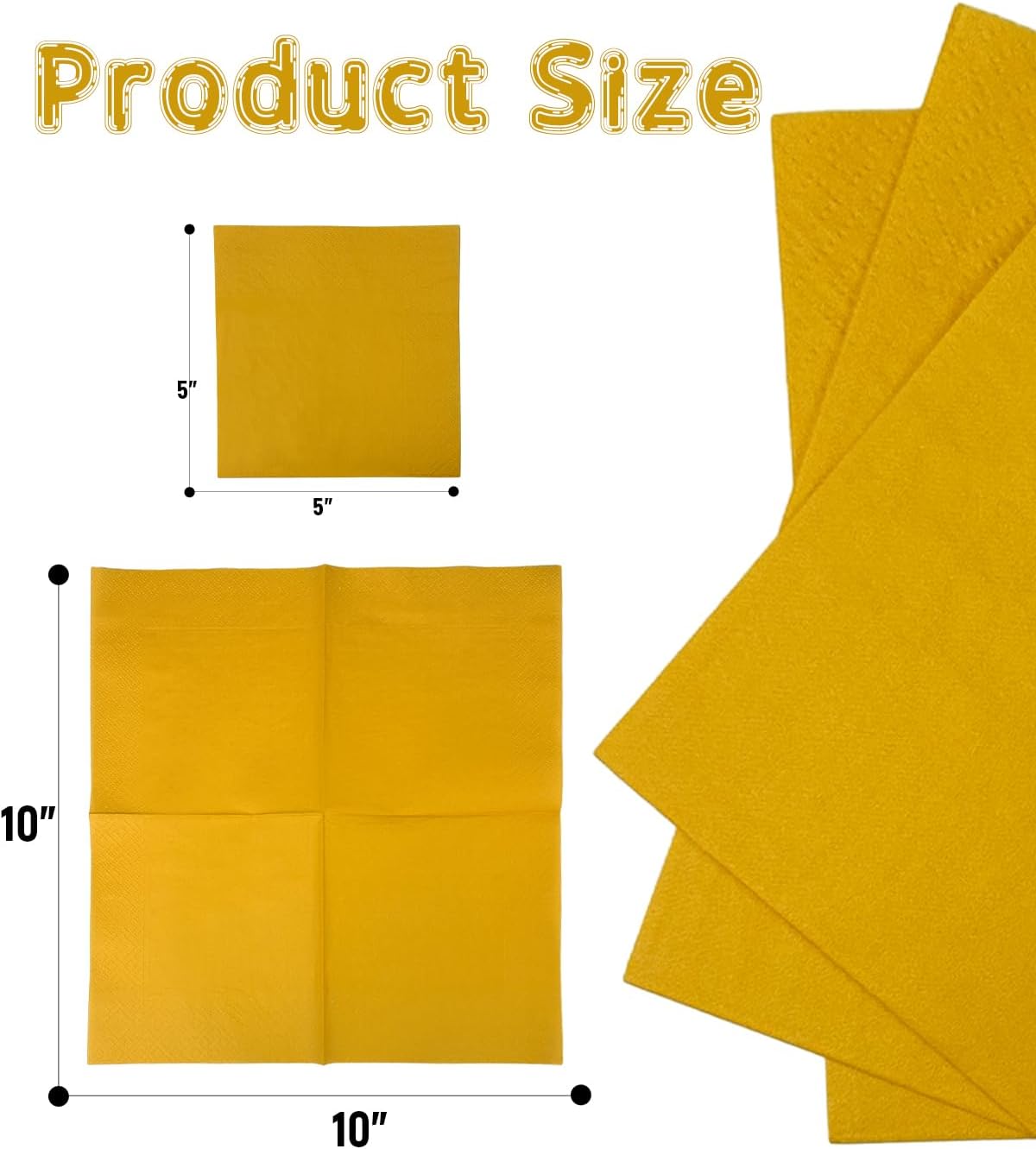 Ginger Yellow Cocktail Napkins 5 * 5inch disposable Beverage Napkin paper for Cocktail, Wedding, Dinner，Birthday Party Dessert Wine Paper Napkins（ 120 Count）