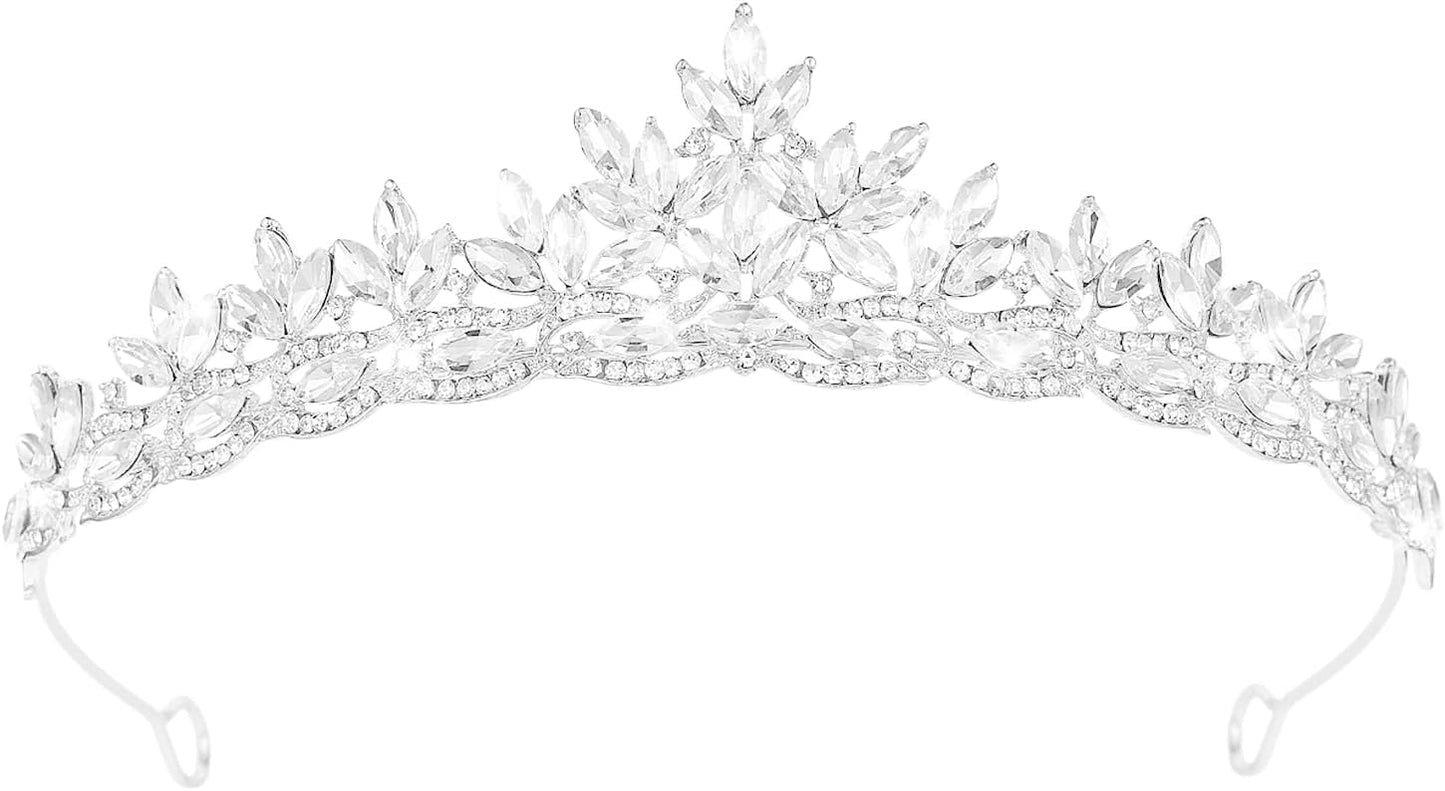Crystal Tiaras & Crowns for Women, Bride Royal Queen Headband Princess Headpieces for Birthday Cake Crown & Prom Pageant Party