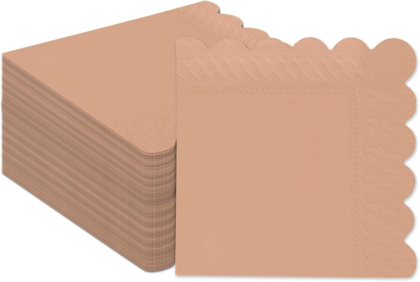 qiqee Bean Paste Color Cocktail Dinner Napkins 5x5inch Disposable Beverage,Wedding, Birthday Party Dessert Wave Paper Napkins(120 Count)