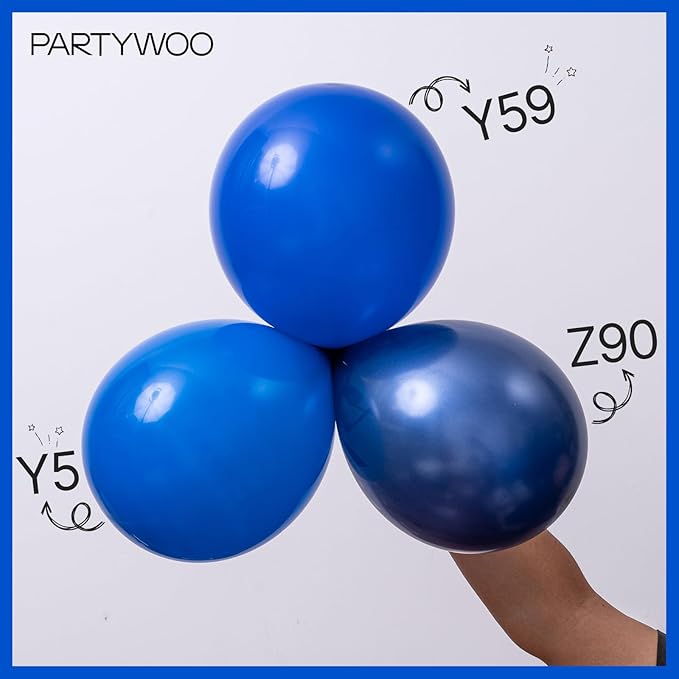 PartyWoo Blue Balloons 140pcs Different Sizes of 18 12 10 5 Inch Navy Blue Balloon Arch Kit Garland for Birthday Gender Reveal Baby Shower Graduation Retirement Bachelorette Party Decorations Blue-Y59