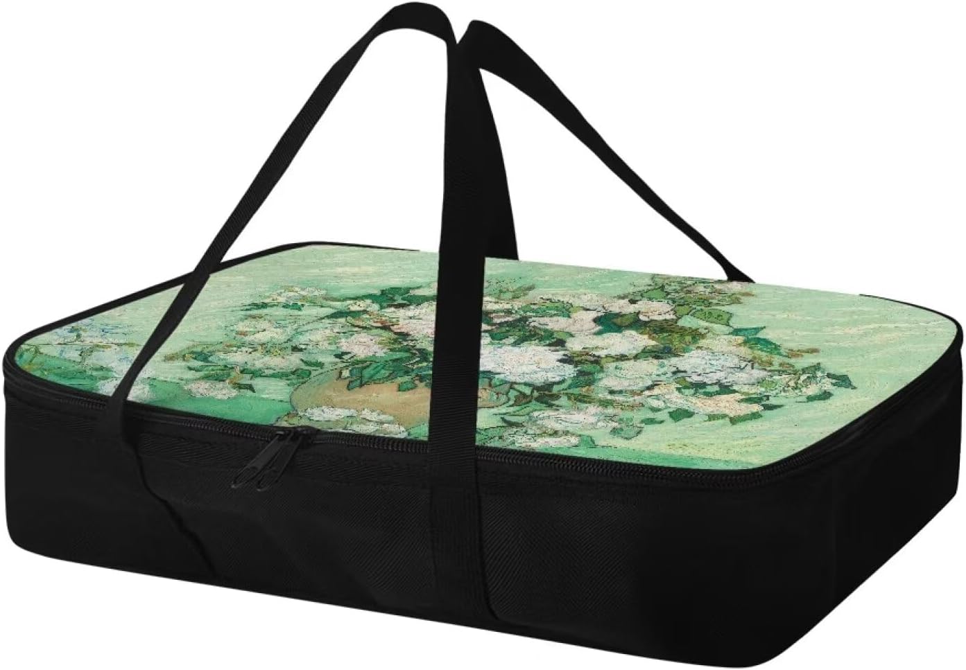 Van Gogh White Rose Insulated Casserole Carrier for Hot/Cold Food - Perfect for Beach Parties & Picnics