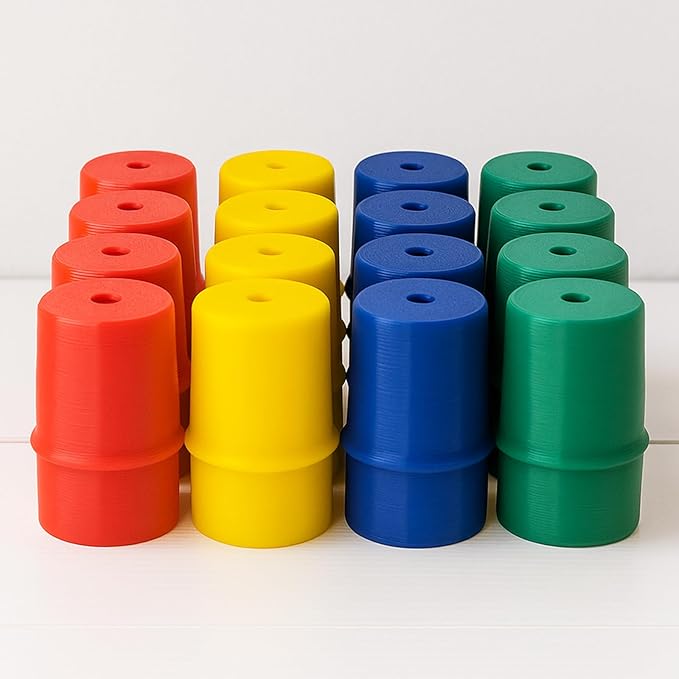 Menethil Trouble Board Game Replacement Parts - 16 Piece Set (Red, Green, Blue, Yellow) - Movers, Pawns & Pegs