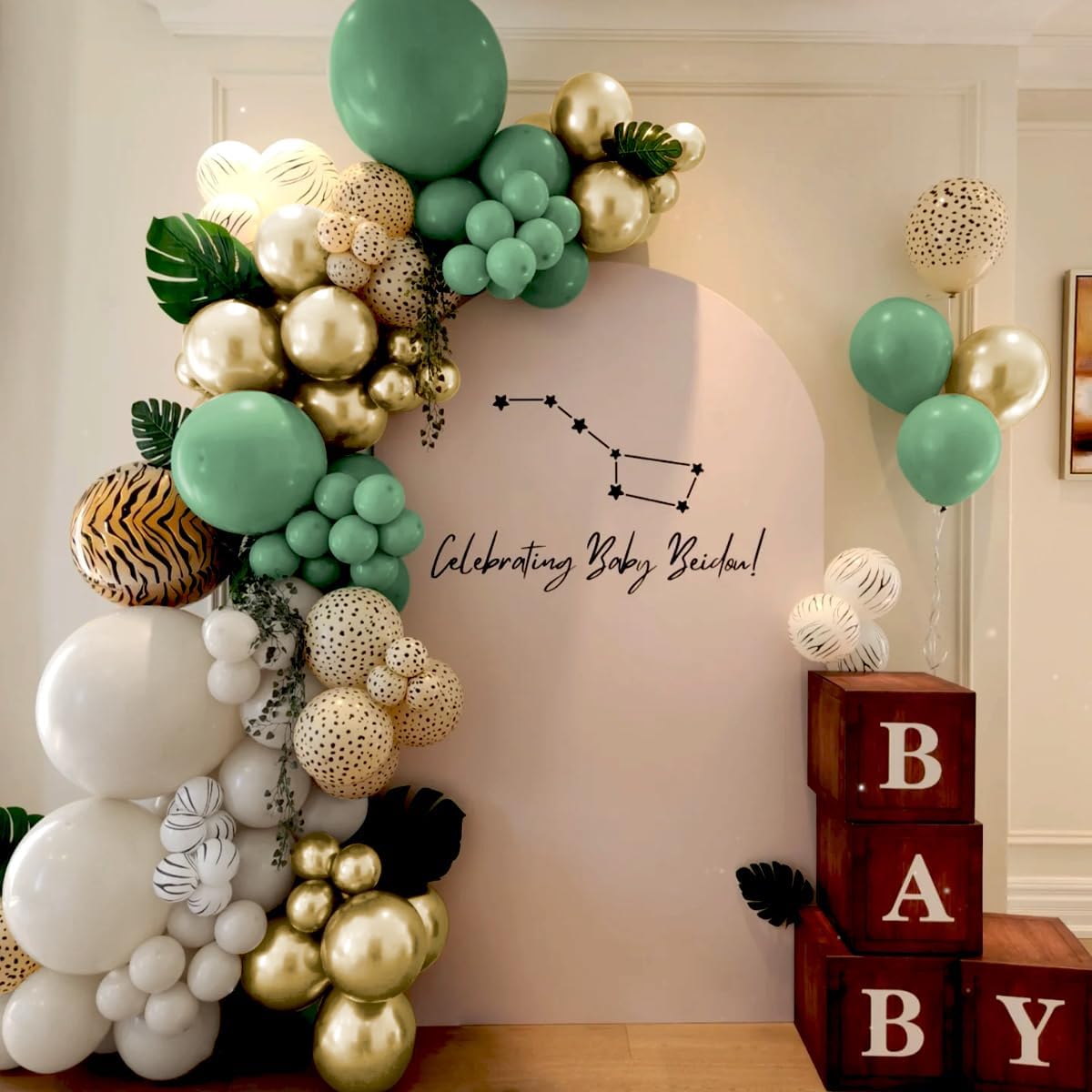 Green White Gold Balloon Garland Arch Kit, 160Pcs Latex Balloons Different Size Balloons 18 12 10 5 inch for Birthday Baby Shower Wedding Bridal Shower Party Decorations