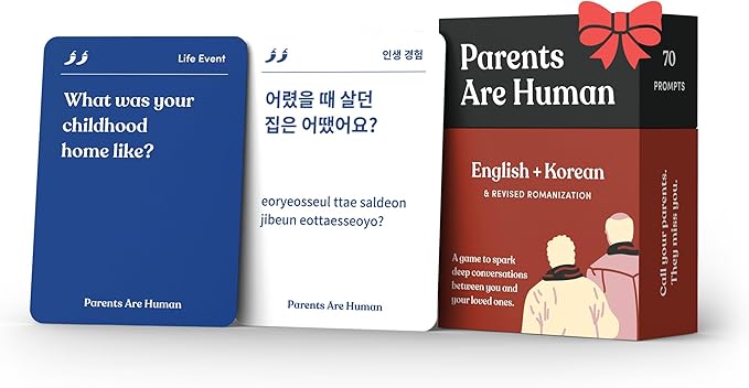 Parents Are Human, Relationship Cards, Get to Know Each Other Better, Parents, Families, Teens & Kids Relationship Building, Light & Deep Questions, 70 Questions & Activity Cards, English + Korean