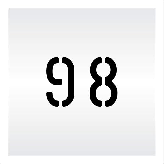 Pavement, Curb, and WheelStop Stencils - 4 inch Double Number Stencil - (98) - 4" x 5.5" x 1/8" (128 mil) - Pro-Grade