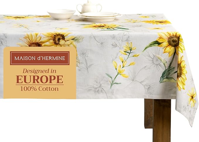 Maison d' Hermine Table Cloth Square Table 100% Cotton 54 x 54 Inches Tablecloth Reusable Decorative for Dining Room Farmhouse Home Valentines Day Decorations Spring Summer - Candice