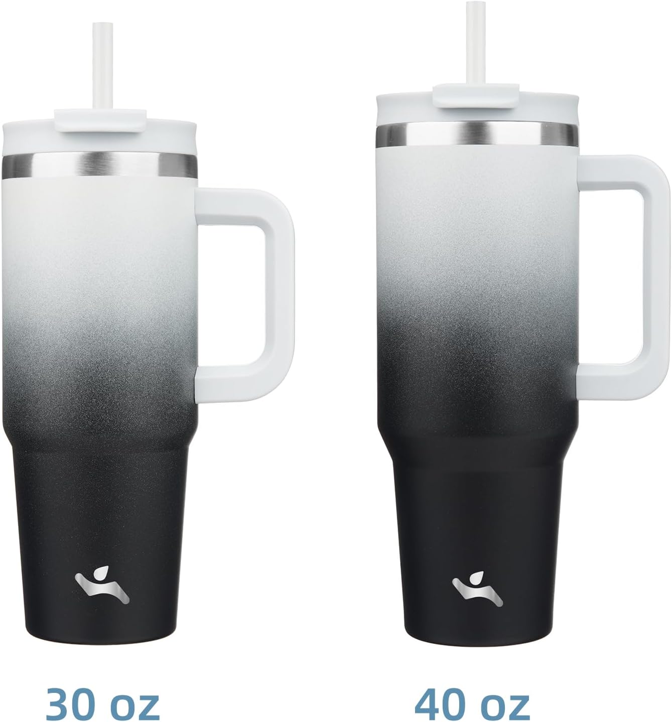 30 oz Tumbler with Handle and 2 Straws,2 in 1 Lid Insulated Water Bottle Stainless Steel Travel Coffee Mug,Day Night