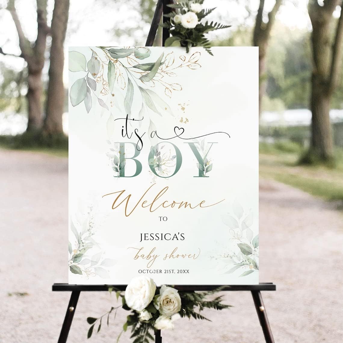 Baby Shower Welcome Sign, Baby Shower Sign, Editable Welcome Sign, Greenery Welcome Lawn Poster, Printable Gender Neutral Signage