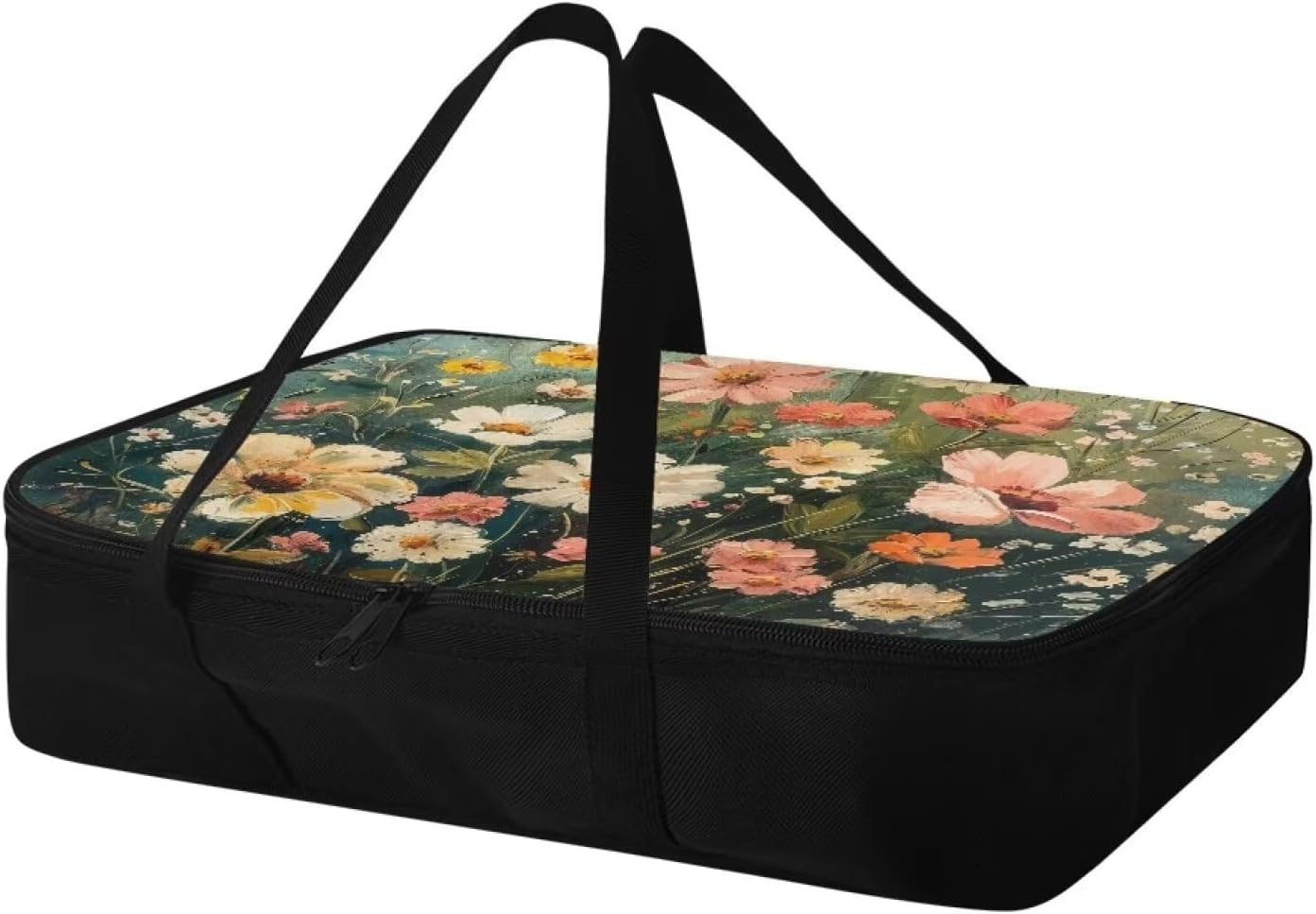 Floral Print Insulated Casserole Carriers - Casserole Dish Carrying Case Lasagna Holder Tote Zip Food Carrier for Hot or Cold Food Fits 11 x 15 or 9 x 13 Baking Dish