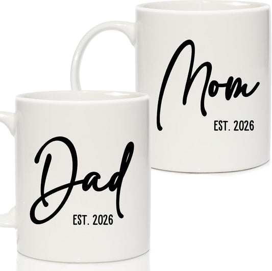 Breezy Valley New Parents Gifts for Couples, Mom Dad Coffee Mugs Est 2026 Cup - First Time Expecting Parents Mom Dad to Be Gifts, Pregnancy Announcement, Baby Shower Gender Reveal Gift for Mommy to Be