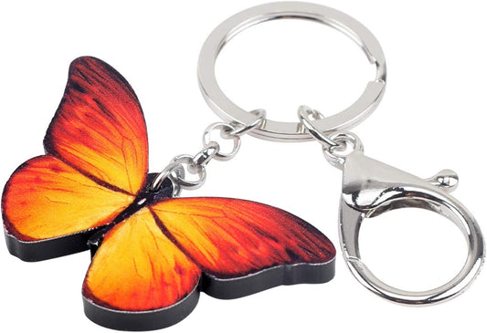 BONSNY Morpho Menelaus Butterfly Key Chains for Women Car Purse Bag Rings Pendant Charms