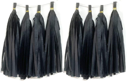 Tissue Paper Tassels Garland Banner Table Decor Party Banner Wedding Birthday Baby Shower Nursery Party Decorations Supplies (20, Black)