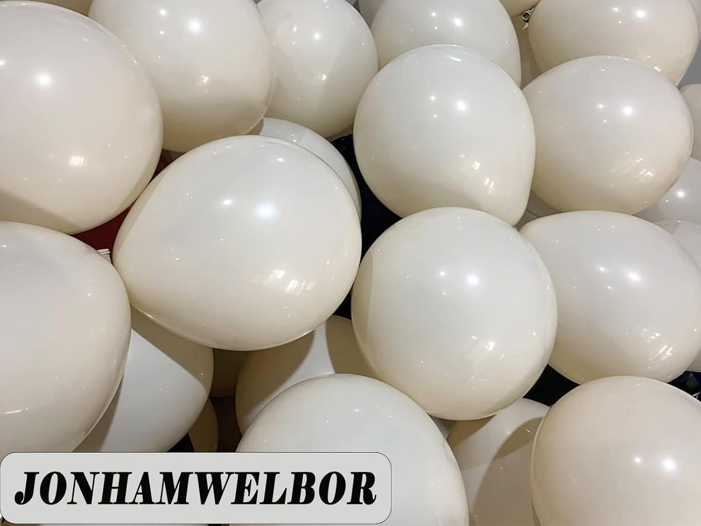 Jonhamwelbor Sand White Balloons 12 inch 100 Pack Matte Cream Ivory Color Latex Helium Balloons for Wedding Birthday Baby Shower Decorations