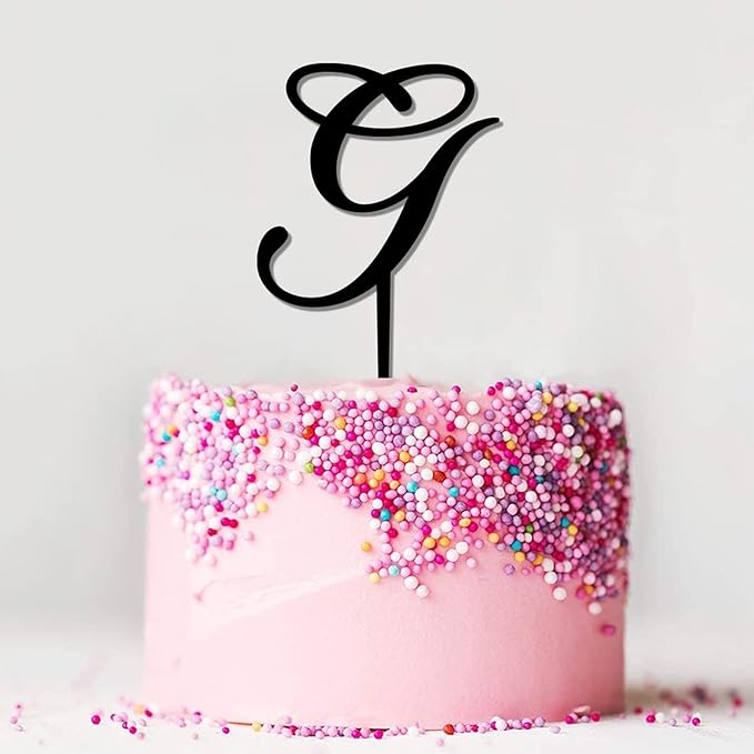 Custom Initials Letter G Birthday Cake Toppers Black Acrylic Wedding Cake Toppers Initial Engagement Wedding Cake Decoration Funny Mr And Mrs Cake Topper for Party Birthday Gifts