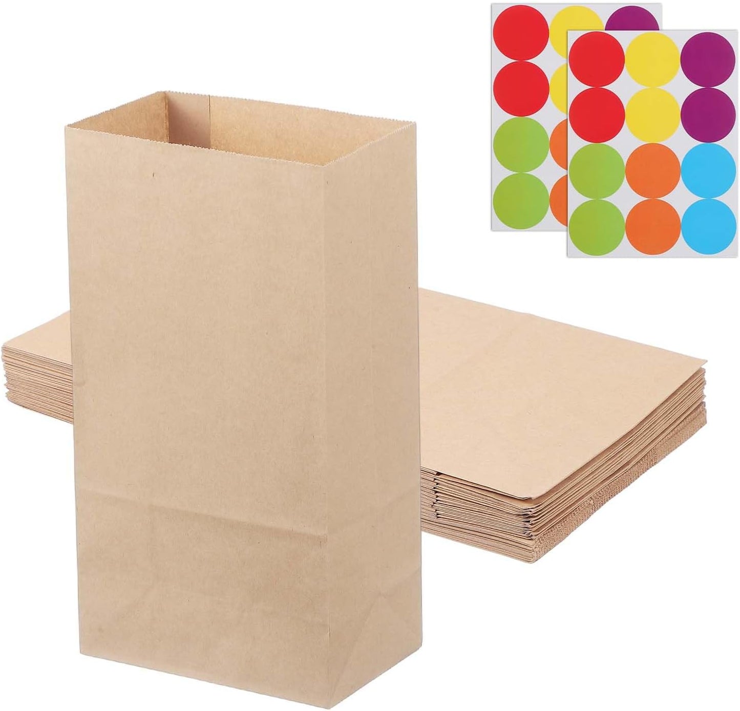 PATIKIL Party Favor Bag, 24 Pcs 5.1x3.1x9.4 Inch Medium Paper Candy Bags Gift Treat Celebration Halloween Goody Birthday Wedding Party with Stickers, Brown