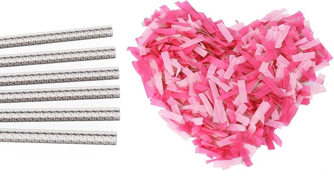 BATTIFE It's a Girl, 12Pack Gender Reveal Confetti Sticks, Tissue Paper Confetti Flick Flutter Wands for Baby Girl Shower, Wedding, Birthday Party Supplies Decoration, Shoot Poppers, 14inch Pink
