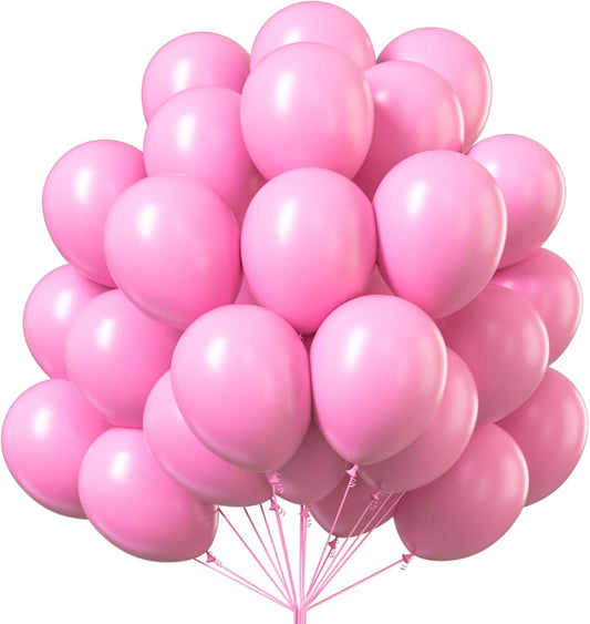 PartyWoo Pink Balloons 101 pcs 12 Inch Matte Pink Balloons for Baby Shower Valentine's Day Princess Bridal Shower Bachelorette Birthday Party Decorations Pink-Y11