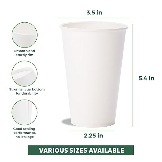 Freshware Coffee Cups 16 oz [1000 Pack] Disposable Paper Cups for Hot or Iced Coffee Cup, Slushie Cup, Milkshakes, Smoothies, and Tea